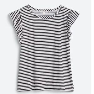 Black & White Flutter Sleeve Striped Top